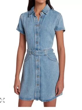 7 For All Mankind Classic Denim Dress in Volcanic Blue